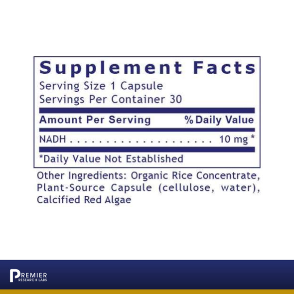 Premier Research Labs Nadh - Supports Alertness, Energy & Athletic Performance - Memory Support Dietary Supplements - For Brain