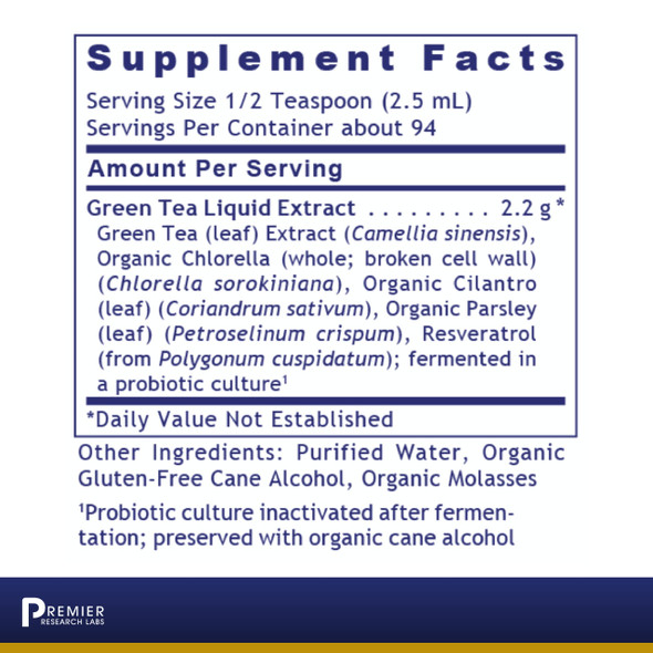 Premier Research Labs Green Tea-Nd - Features Green Tea Extract, Organic Chlorella, Organic Cilantro, Organic Parsley & Resveratr