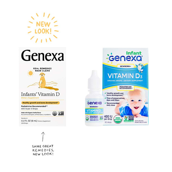 Genexa Infants Vitamin D Liquid Drops For Baby & Toddler | Usda Organic Vitamin D3 For Newborn | Immune Support & Bone Health |