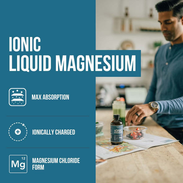 Liquid Magnesium | 8 Oz - Ionic Magnesium Chloride, Highest & Fastest Absorption - Calm Mood, Sleep, Muscle Cramps & Spasms, Natu