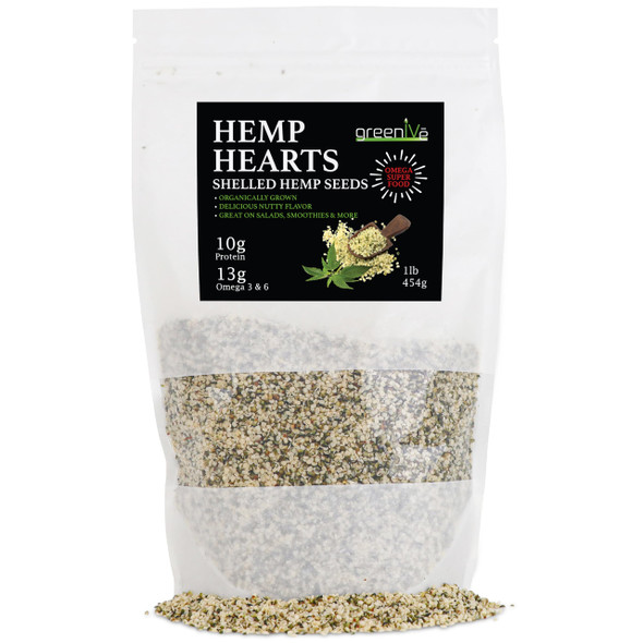 Greenive - Hemp Hearts - Hulled Hemp Seeds - Protein + Fiber - (2 Pound)