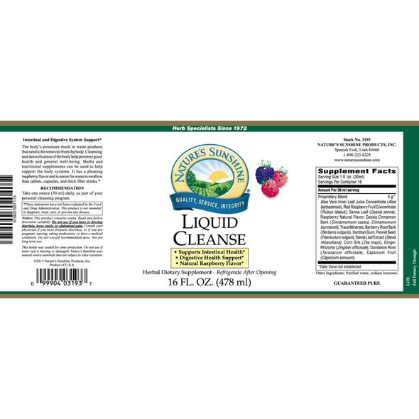 Nature'S Sunshine Liquid Cleanse, 16 Oz | Supports Intestinal And Liver Health, Promotes Regular Bowel Movements, And Has A Pleas