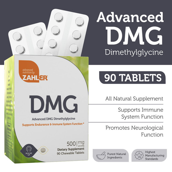 Zahler Dmg 500Mg - Dmg Dimethylglycine Supplement For Endurance & Immune System Support - Dmg Supplements With Amino Acid Glycine