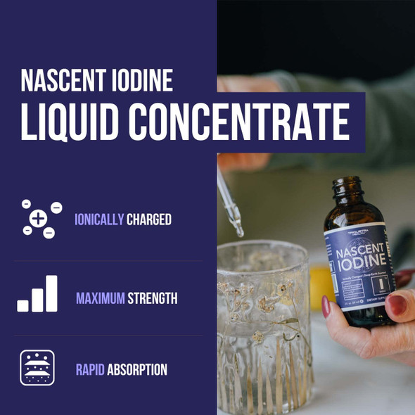 Nascent Iodine Supplement 400 Servings,  Bottle, Vegan, 1800 Mcg - 600 Mcg Per Drop - Pure, Clear Color - Supports Thyroid