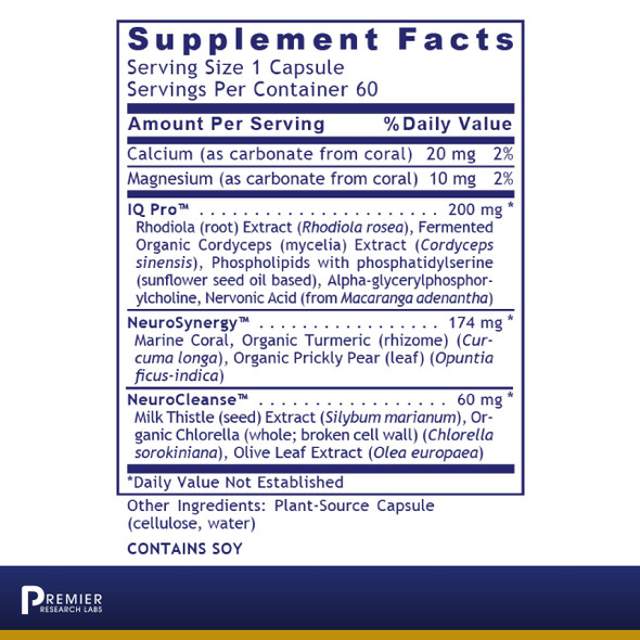 Premier Research Labs Cereven - Brain Support Supplement With Rhodiola Extract, Marine Coral & Turmeric - Herbal Extracts Dietary