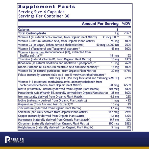 Premier Research Labs Multi-Vitamin - Multivitamins For Immune System, Brain & Cardiovascular Support - With Prebiotics & Postbio