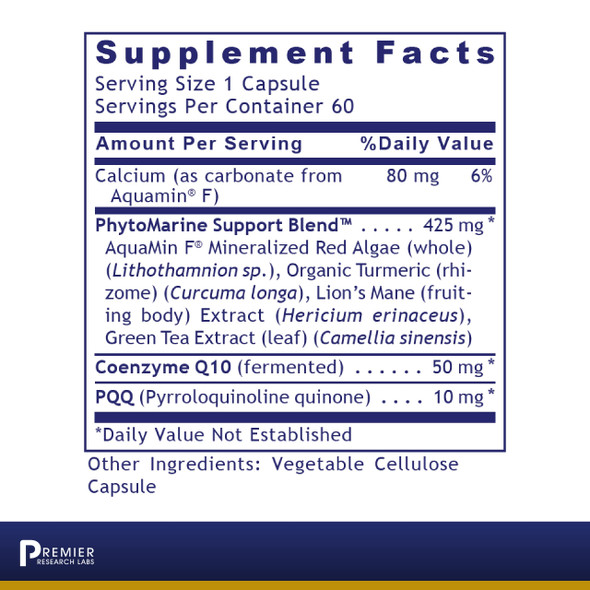 Premier Research Labs Pqq Complex - Supports Antioxidant, Cardiovascular & Cognitive Health - Contains Aquamin, Turmeric, Lion’S