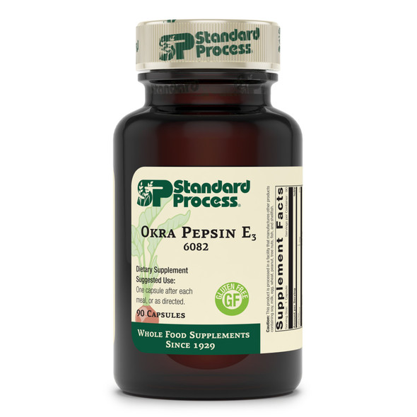 Standard Process - Okra Pepsin E3 - Intestinal Function Support Supplement, Okra, Buckwheat, Gluten Free - 90 Capsules
