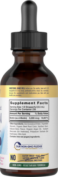 Carlyle Biotin Liquid Drops 5000Mcg | 4 Fl Oz | Natural Berry Flavor | Vegetarian, Non-Gmo & Gluten Free Supplement