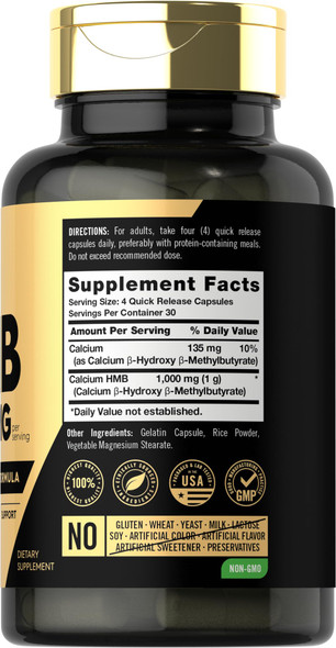 Carlyle Hmb Supplement | 1000 Mg | 120 Capsules | Non-Gmo And Gluten Free Advanced Athlete Formula