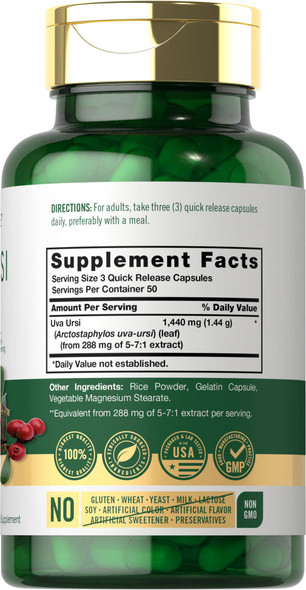 Carlyle Uva Ursi Capsules | 1400Mg | 150 Count | Herbal Leaf Extract | Non-Gmo | Gluten Free Supplement