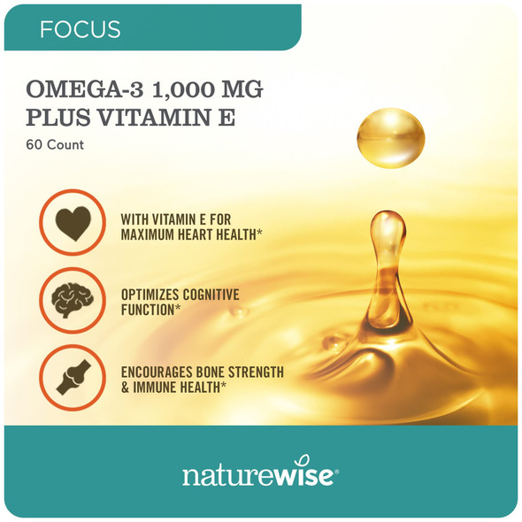Naturewise High-Potency 1000Mg Omega 3 With 600Mg Epa, 400Mg Dha, & Vitamin E - Supplement For Heart, Brain, Eye, Joint, Bone
