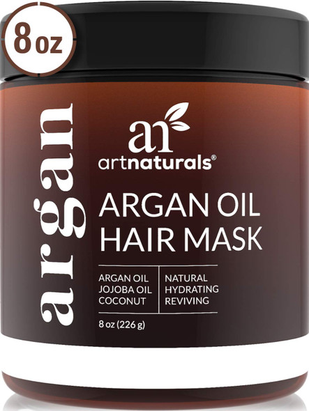 ArtNaturals Argan Hair Mask Conditioner - (8 Oz/226g) - Deep Conditioning Treatment - Organic Jojoba Oil, Aloe Vera & Keratin - Repair Dry, Damaged, Color Treated, Natural Hair Growth - Sulfate Free