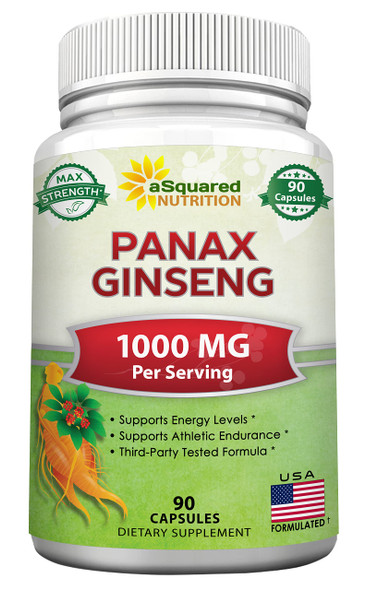 Korean Panax Ginseng (1000mg Max Strength) - 90 Capsules Root Extract Complex (Red & White), High Dosage Ginsenosides in Seeds, Asian Powder Supplement, Tablet Pills for Energy