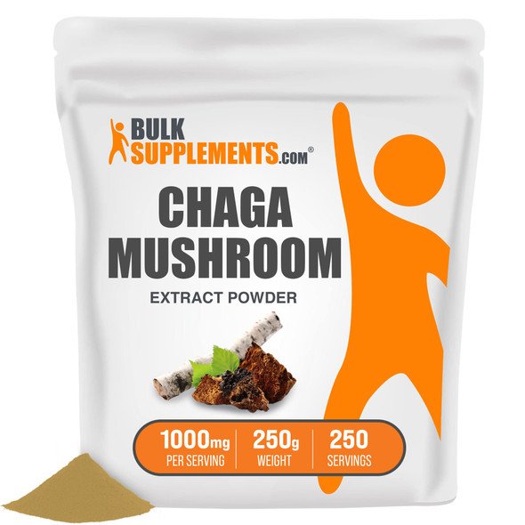 BulkSupplements Chaga Mushroom Extract Powder - Mushroom Supplement, from Chaga Mushrooms - 1000mg of Chaga Powder Extract ,  (250 Grams - 8.8 oz)
