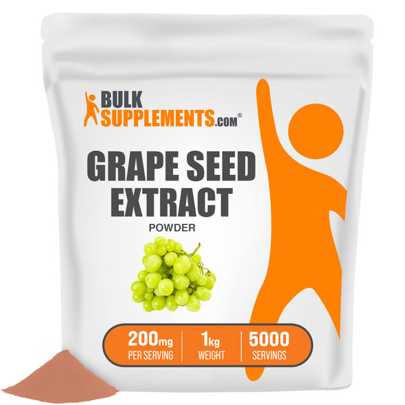BulkSupplements Grape Seed Extract Powder - Herbal Supplements, Antioxidants Supplement - 200mg of Grapeseed Extract Powder ,  (1 Kilogram - 2.2 lbs)