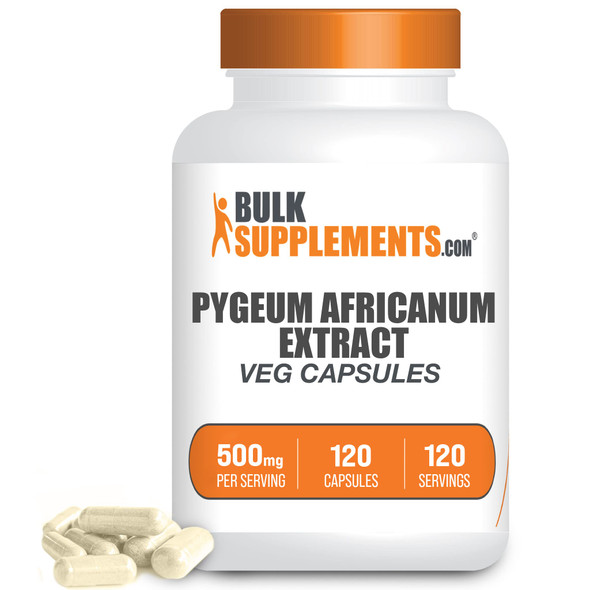 BulkSupplements Pygeum Africanum Extract Capsules - Herbal Supplement, from Pygeum Africanum Bark - 1 Pygeum 500mg Capsule , Vegan &  (120 Veg Capsules)