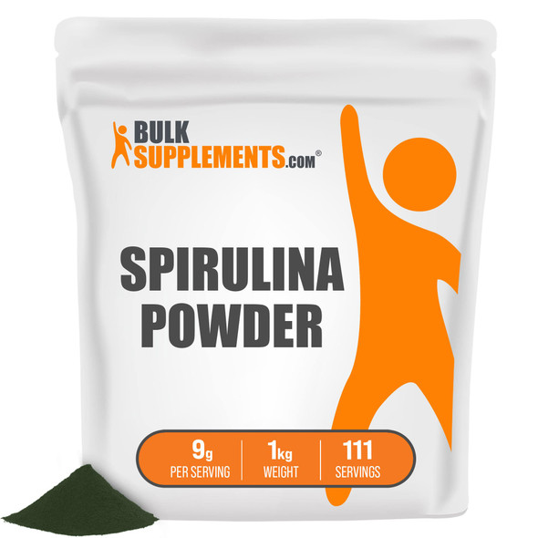 BulkSupplements Spirulina Powder - Green Powder Superfood Supplement, Antioxidants Source - Blue Green Algae Powder - 9g of Pure Spirulina ,  (1 Kilogram - 2.2 lbs)