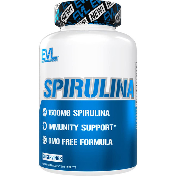 EVL Spirulina Tablet 1500 mg - Antioxidant Rich Spirulina Energy Supplement with Vitamin B Potassium Magnesium and Iron for Immune Support - Blue Green Algae Protein Supplement for Health