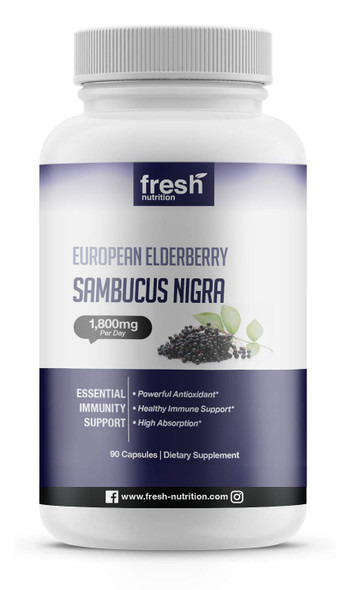 Elderberry Immune Support  Strongest DNA Verified 1800mg Sambucus Black Elderberry  Easy to Swallow Elderberry Capsule - Powerful Booster - , Soy Free, Non GMO, Vegan Safe