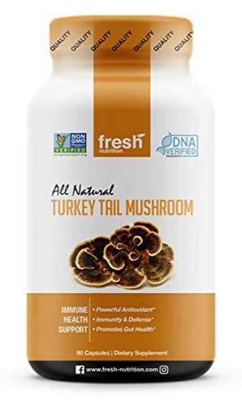 Organic Turkey Tail Mushrooms  Strongest DNA Verified for Potency - Immune System Booster  High in Beta Glucans  Turkey Tail Mushroom Supplements  Non GMO, Vegan Friendly,