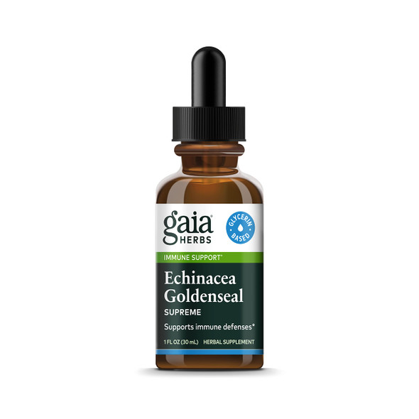 Gaia Herbs Echinacea Goldenseal Supreme Liquid Extract - Immune Support Supplement to Help Maintain Mucus Membrane Function - With Echinacea, Goldenseal Root & St. Johns Wort - 1 Fl Oz (15 Servings)