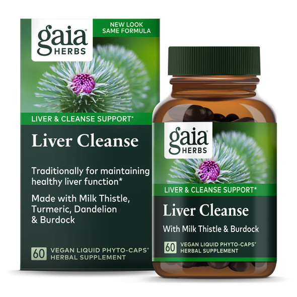 Gaia Herbs Liver Cleanse - Liver Health Support Herbal Supplement with Milk Thistle, Burdock, Turmeric Curcumin, Dandelion, and More - 60 Vegan Liquid Phyto-Caps (30 Servings)