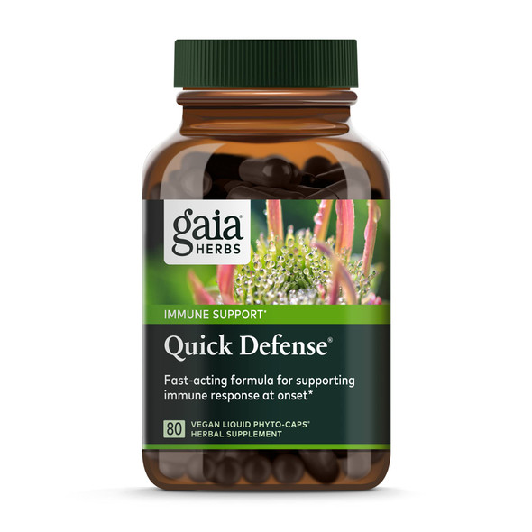 Gaia Herbs Quick Defense - Fast-Acting Immune Support Supplement for Use at Onset of Symptoms - with Echinacea, Black Elderberry, Ginger & Andrographis - 80 Vegan Liquid Phyto-Capsules (8-Day Supply)