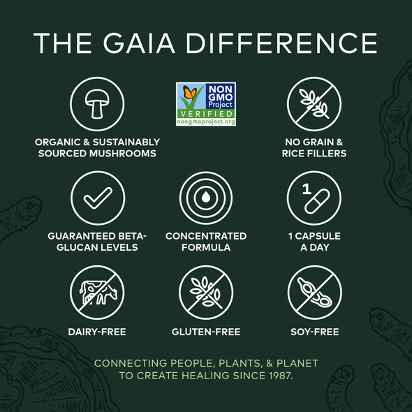 Gaia Herbs Respiratory Mushroom Blend - Immune Support Herbal Supplement to Help Maintain Overall Lung and Respiratory Health - WIth Reishi and Cordyceps* Mushrooms - 40 Vegan Capsules (40-Day Supply)