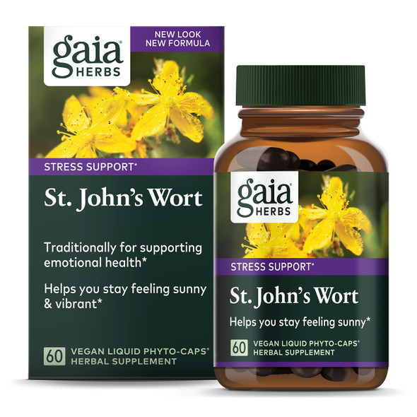 Gaia Herbs St. John's Wort -   Support Supplement to Help Maintain Positive Health* - with St. John's Wort - 60 Vegan Liquid Phyto-Capsules (20-Day Supply)