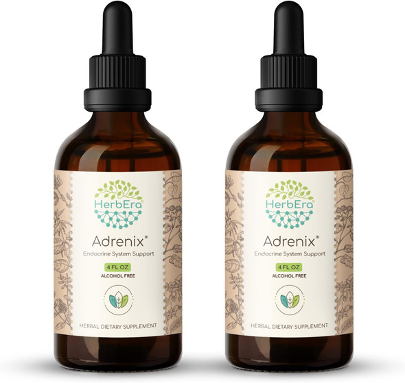 Adrenix B120(2 pcs.) Alcohol-Free Extract Tincture, Borage Flower and Herb,Burdock Root,Licorice Root,Stinging Nettle Root,Alfalfa Leaf and Seed Wild Yam Root.Endocrine System Support 2x4 Fl Oz