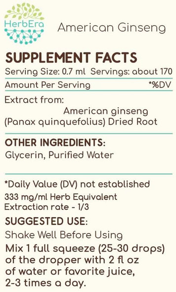 American Ginseng B120 (2pcs) Alcohol-Free Herbal Extract Tincture, Concentrated Liquid Drops Natural American Ginseng (Panax Quinquefolius) Dried Root (2x4 fl oz)