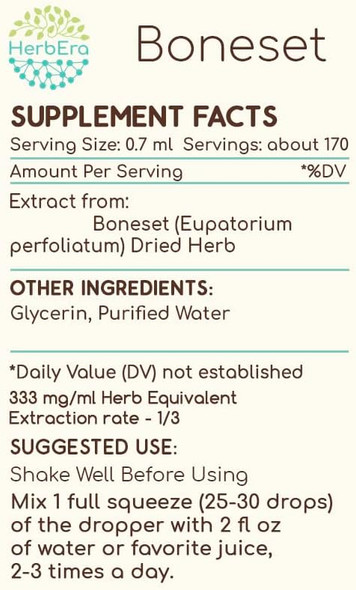 Boneset B120(2pcs) Alcohol-Free Herbal Extract Tincture, Super-Concentrated Boneset (Eupatorium perfoliatum) Dried Herb (2x4 fl oz)