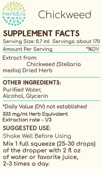 Chickweed A120 (2pcs) Alcohol Herbal Extract Tincture, Concentrated Liquid Drops Natural Chickweed (Stellaria Media) Dried Above-Ground Parts (2x4 fl oz)