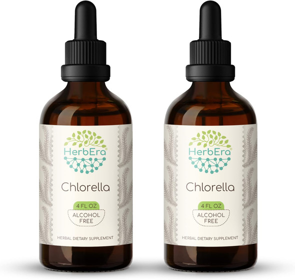 Chlorella B120 (2pcs) Alcohol-Free Herbal Extract Tincture, Concentrated Liquid Drops Natural Chlorella (Chlorella vulgaris) Dried Entire Plant (2x4 fl oz)
