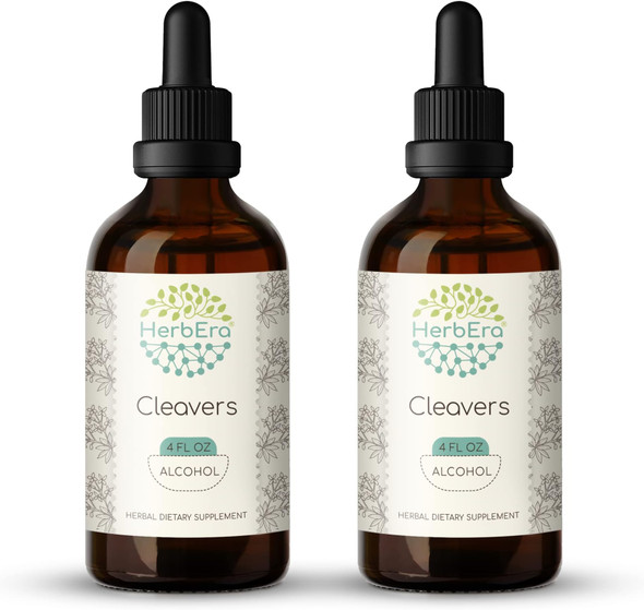 Cleavers A120 (2pcs) Alcohol Herbal Extract, Tincture, Concentrated Liquid Drops Natural Cleavers (Galium aparine) Dried Herb (2x4 fl oz)
