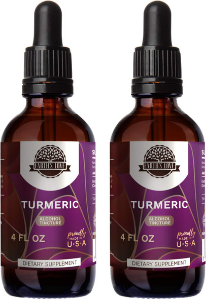 Earth's Love - Turmeric Alcohol Herbal Extract Tincture, Super-Concentrated Turmeric (Curcuma Longa) Dried Root (2x4 Fl Oz)