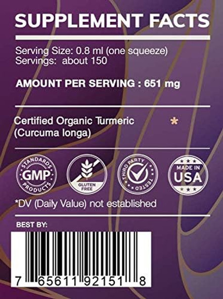 Earth's Love - Turmeric Alcohol Herbal Extract Tincture, Super-Concentrated Turmeric (Curcuma Longa) Dried Root (2x4 Fl Oz)