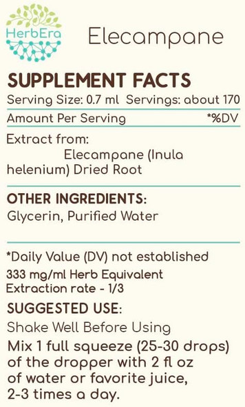 Elecampane B120 (2pcs) Alcohol-Free Herbal Extract Tincture, Concentrated Liquid Drops Natural Elecampane (Inula Helenium) Dried Root (2x4 fl oz)