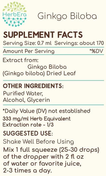 Ginkgo Biloba A120 (2pcs) Alcohol Herbal Extract Tincture, Concentrated Liquid Drops Natural Ginkgo Biloba (Ginkgo Biloba) Dried Leaf (2x4 fl oz)