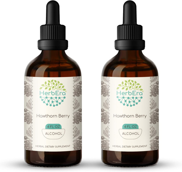 Hawthorn Berry A120(2pcs) Alcohol Herbal Extract Tincture, Concentrated Liquid Drops Natural Hawthorn Berry (Crataegus spp.) Dried Berry (2x4 fl oz)