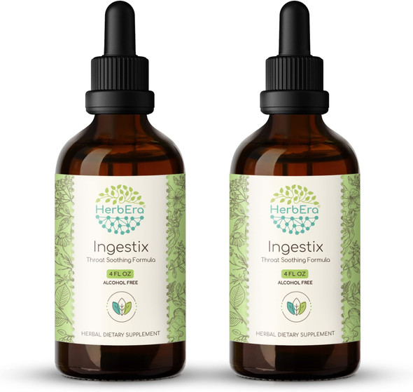 Ingestix B120(2 pcs.) Alcohol-Free Extract Tincture, Liquid Drops Licorice Root, Slippery Elm Bark, Marshmallow, Chamomile, Elderberry, Ginger Root. Throat Soothing Formula 2x4 Fl Oz