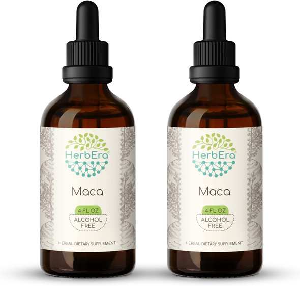 Maca B120 (2pcs) Alcohol-Free Herbal Extract Tincture, Super-Concentrated Maca (Lepidium Meyenii) Dried Root (2x4 fl oz)