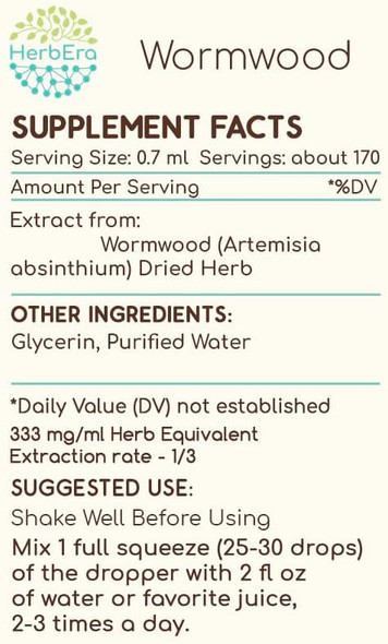 Wormwood B120 (2pcs) Alcohol-Free Herbal Extract Tincture, Concentrated Liquid Drops Natural Wormwood (Artemisia Absinthium) Dried Herb (2x4 fl oz)