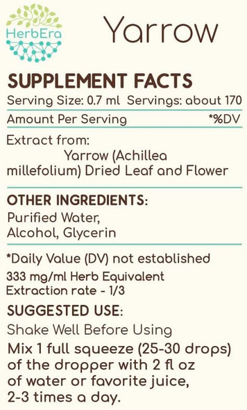 Yarrow A120(2pcs) Alcohol Herbal Extract Tincture, Concentrated Liquid Drops Natural Yarrow (Achillea millefolium) (2x4 fl oz)