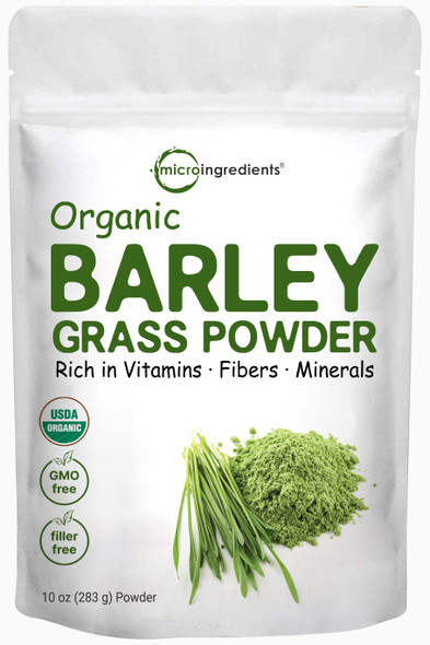 Sustainably US Grown, Organic Barley Grass Powder, 10 Ounce, Rich in Immune Vitamin, Fibers, Minerals, Antioxidants and Protein, Support Immune System and Digestion Function, Vegan Friendly