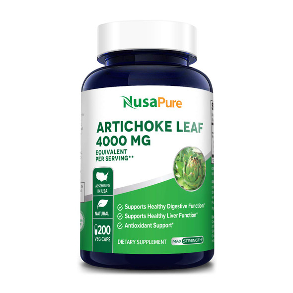 NusaPure Artichoke Extract 4000mg Equivalent . 200 Veggie caps (Non-GMO, Extract 4:1 & )