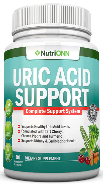 Uric  Support - Herbal Uric  Cleanse Supplement - 90 Veggie Capsules - with Tart Cherry, Chanca Piedra, Turmeric, Milk Thistle, Bromelain and More - Supports Kidney and Gallbladder Health
