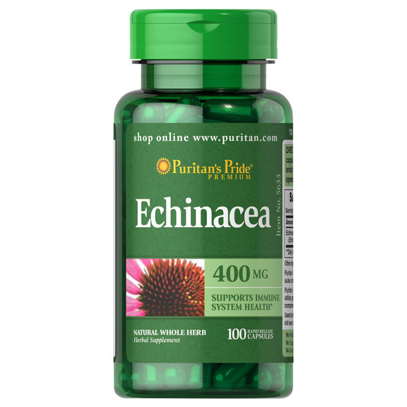 Puritan's Pride Echinacea 400 Mg Traditionally Used To Support Immune System Health, 100 Count