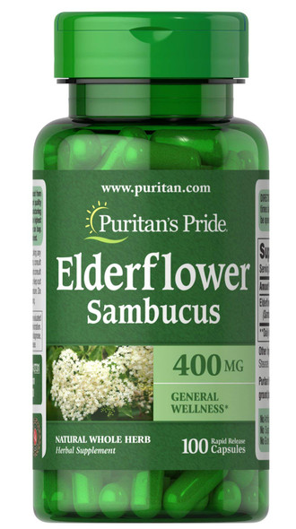 Puritan's Pride Elderflower Sambucus 400 Mg, 100 Capsules